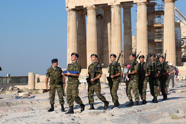 Flag Raising Acropolis Greece 